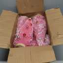 9 Pack Pink Christmas Bottle Brush Trees, Artificial Mini Christmas Tree Decorated Ornaments Small Pink Sisal Tree with Wood Base for Xmas Winter Snow Miniature Tabletop Home Decoration