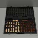 Chess Magnetic Wooden Chess Set 15" Unique Chess Board Game with Chess Pieces Storage Slots, Tournament Portable Folding Travel Chess Sets for Kids Adults Beginner and Pros, 2 Extra Queens