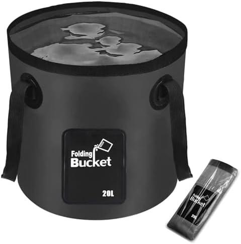 Wlikn Collapsible with Handle, Lightweight 5 Gallon 20L Folding Water Container, Portable Wash Basin for Camping, Fishing, Gardening, Car Washing, and Outdoor Use