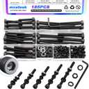 mxuteuk 185PCS M5 Screws Assortment Set, M5 Hex Socket Head Cap Screws Bolts Nuts Kit, 12.9 Grade Alloy Steel Bolts with Hex Wrench (185PCS M5 x 30/35/40/45/50mm)