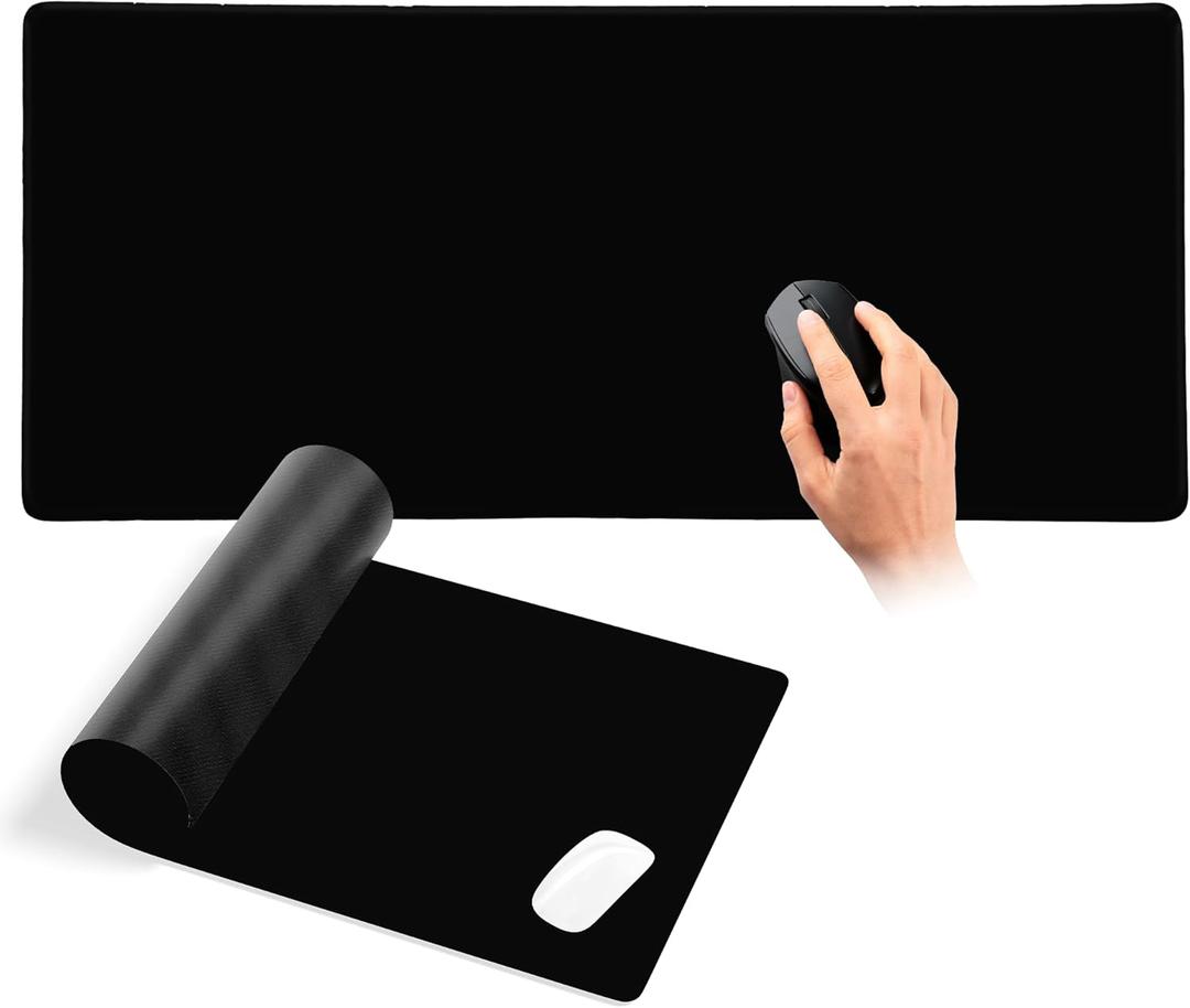 2 x XXL Gaming Mouse Pad, Large Mouse Pad, Office Mat, Non-Slip Rubber Base – Extra Large Size: 35.1 x 15.8 (Black)