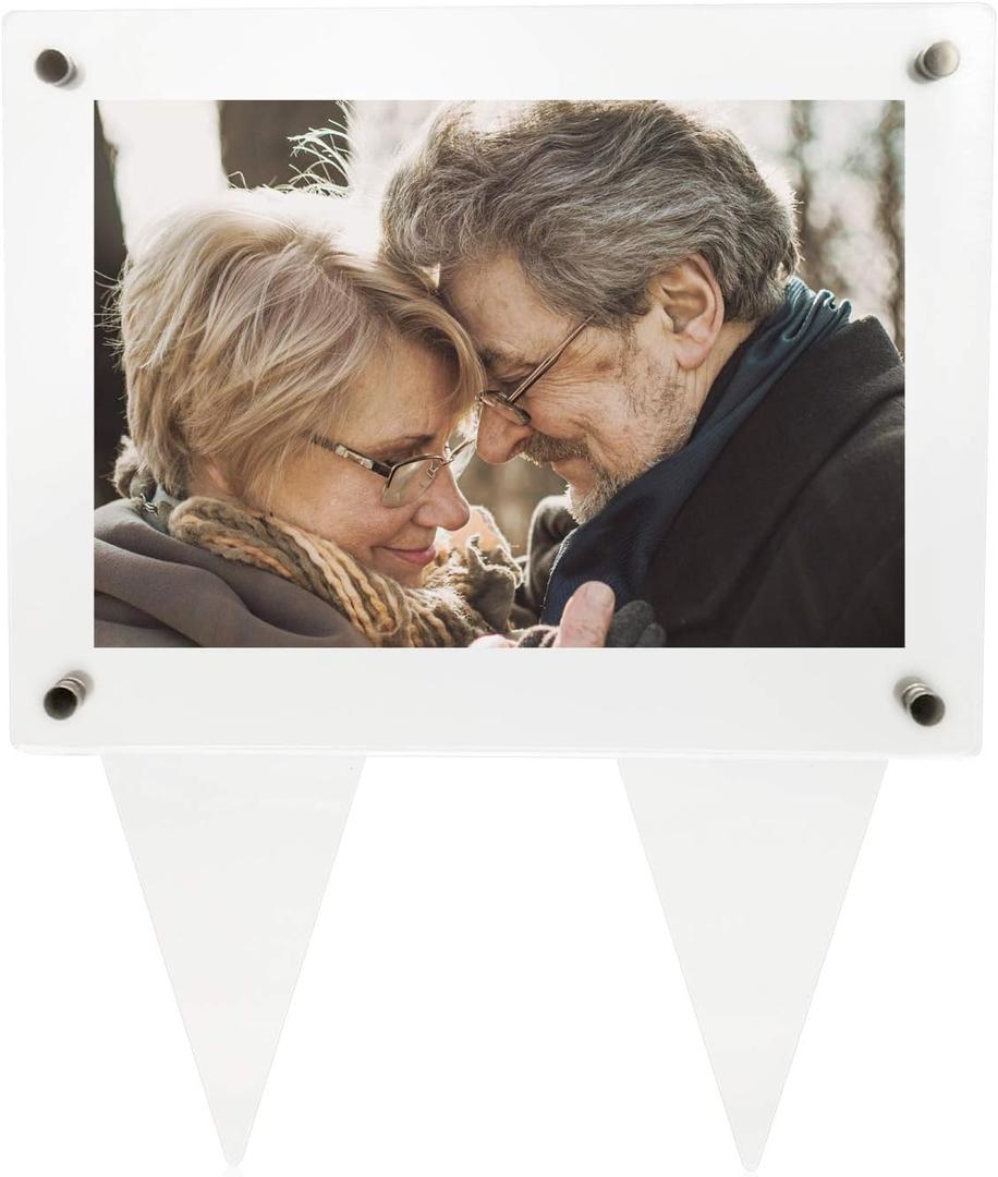5x7 Waterproof Picture Frame for Grave - Acrylic Outdoor Memorial Cemetery Decorations Garden Marker