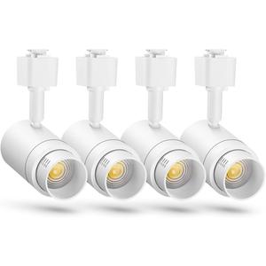 Zoomable J Type Track Lighting Heads Dimmable Track Light Heads LED Track Lighting Fixtures Ceiling Spot Light, J Style Track Heads for J Type Rails - White CRI90 12W 4 Pack 3000K