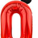 Mouse Number 0 Balloon 40 Inch Red Number 0 Balloon Mini Mouse Head Balloon Black Red Large Numeral Zero Balloon for Mouse Clubhouse Birthday Baby Shower