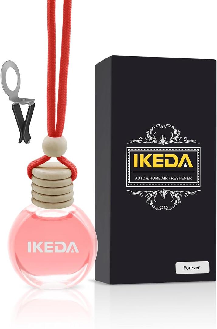 2 x Ikeda Car Air Freshener: Hanging Car Smell Air Freshener | 10ml Hanging Car Perfume | Long Lasting Fragrance | Strong Scents Diffuser for Auto Home (Strawberry)