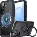 Magnetic & Stand for Samsung Galaxy S25 Case Waterproof[Built-in Screen Protector][Fit for Magsafe][Invisible Kickstand] 360 Full Body Sealed Protective Dustproof Shockproof Case Black