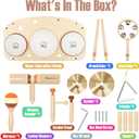 Kids Drum Set - Montessori Toys for 2 Year Old Boy Girl Birthday Gifts, 11 in 1 Wooden Musical Instruments for Toddlers 2-3, Musical Activity Table Preschool Learning Toys for Baby 18+ Months