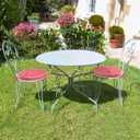 Outdoor Diameter 14 Inch Round Bistro Chair Cushion, Waterproof & Fade-Resistant Circular Seat Pad with Ties for Patio FurnitureSet of 2, Red