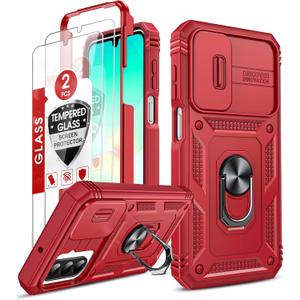 LeYi Compatible for Samsung Galaxy A26-5G Case: Galaxy A26 5G Phone Case with 2 X Screen Protector, Slide Camera Cover Military-Grade Protection para Samsung A26 Case for Mom, Red