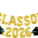 3 x Gold Class of 2026 Balloons - Grad Balloon for Graduation Decorations 2026 - Grad Class of 2026 Banner for Congrats Grad Decorations - Grad Party Decor Supplies