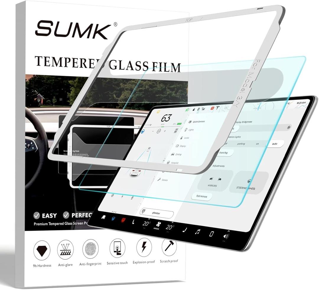 15 inch Screen Protector for Tesla Model Y (2020~2024)/ Model 3 (2017~2023), [9H & Anti-scratch & Fingerprint] Tempered Glass Front Screen Protector for Tesla Model Y/3 Accessories - Glossy