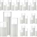 Shihanee 60 Pcs Pillar Candles and Glass Cylinder Vases Clear Cylinder Holders for Slim Pillar Candles Table Decoration (White)