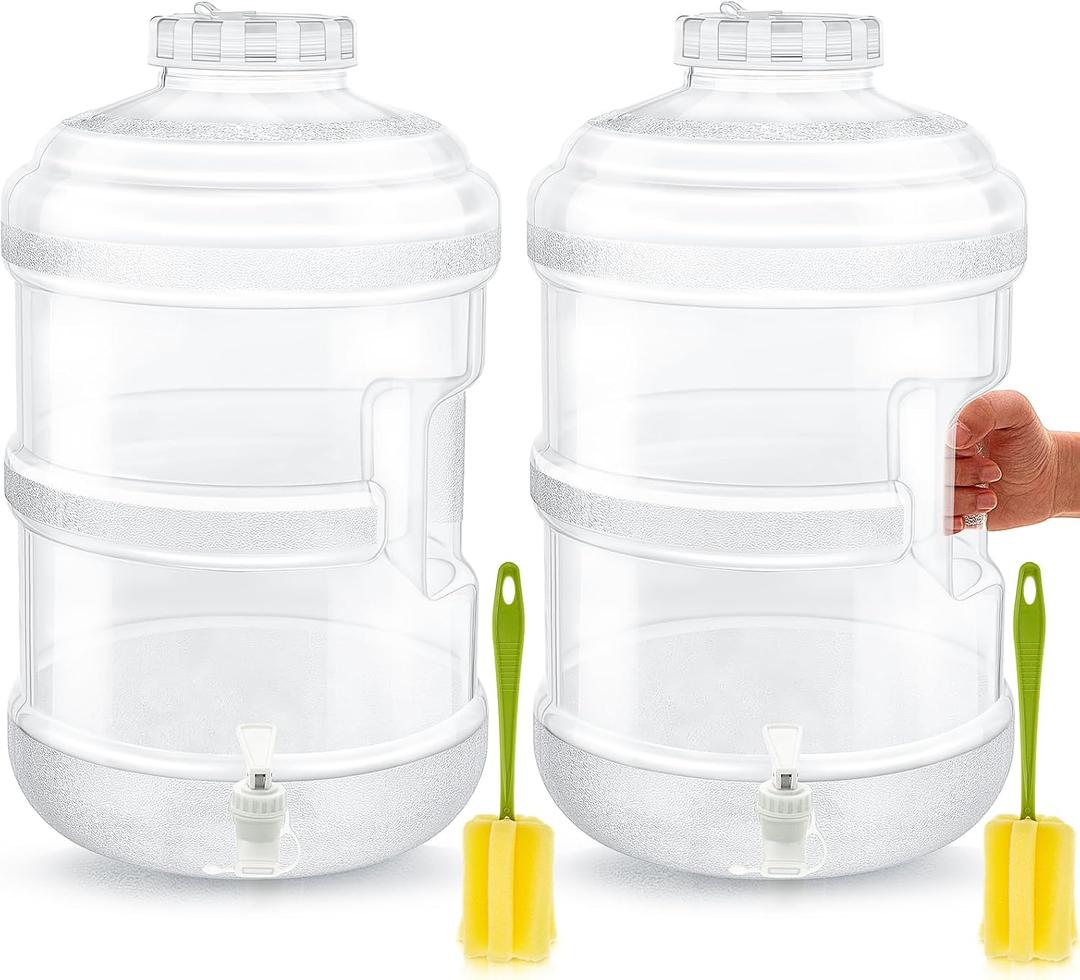 Qinyoung 2 Pcs Jug with Lid and Spout Drink Beverage Dispenser Plastic Water Aguas Frescas Containers Drink Jar Containers Ideal for Juice Parties Small Business(5 Gallon)