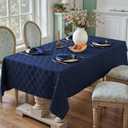 Larponder Tablecloth Rectangle, Jacquard Polyester Table Cloth, Washable & Spill Proof Table Cover for Spring Kitchen Dining Party Picnic (Rectangle, 52" x 70", Navy)