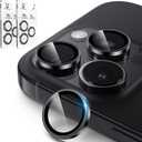 PandaShield 2-Pack Anti-Reflection Camera Lens Protector for iPhone 17/16/15 Pro & Pro Max, Easy Installation,Anti-Scratch,9H Hardness,98% Ultra Clarity,Maintains Original Lens Design- Black