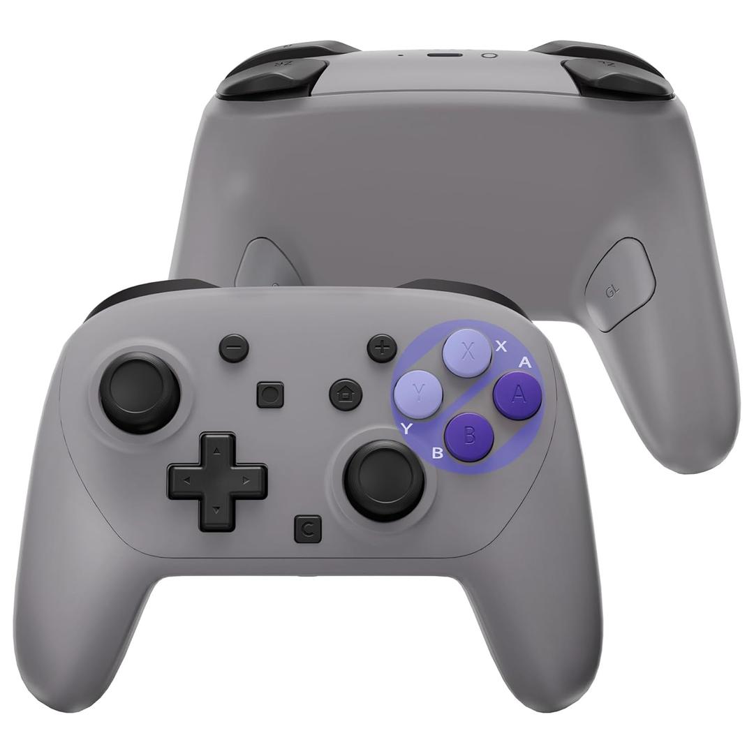 eXtremeRate DIY Replacement Full Set Shell Buttons for Nintendo Switch 2 Pro Controller, Classic SNES Style Custom Faceplate Rear Bottom Cover with Thumbsticks ABXY Dpad ZLZR Buttons for Switch 2 Pro