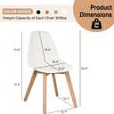 VECELO Dining Chairs Set of 4, Mid-Century Modern Kitchen & Dining Room Chairs, Molded Plastic Seat & Back, Solid Wood Legs, Armless, Non-Slip Feet, White