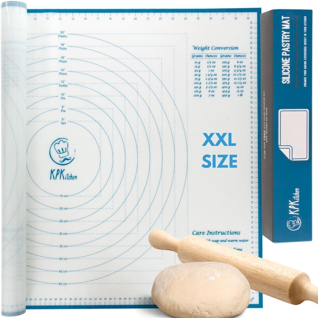 XXL Silicone Pastry Mat – Non-Slip, Easy-Clean Rolling Mat for Dough, Cookies, Pie, Bread, Pizza & Fondant – Extra Large 23.5” x 31.5” Baking Mats Board with Printed Measurements & Conversion Chart