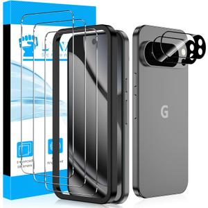 LYWHL for Google Pixel 10 Pro Screen Protector, 3 Pack 9H Hardness Tempered Glass Film +2 Pack Camera Lens Protector, Fingerprint Unlock Support, HD Clear Anti-Scratch Easy Install Full Coverage Case Friendly