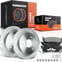 A-Premium 12.60 inch (320mm) Rear Drilled and Slotted Disc Brake Rotors + Ceramic Pads Kit Compatible with Select Nissan and Infiniti Models - Titan 2004-2015, Armada 2005-2015, QX56, 6-PC Set