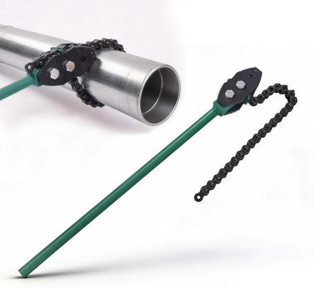 Chain Pipe Wrench, 48" Strap Wrench with 40" Chain Length Max, Fits 3.15"-11" Pipe Diameters, Heavy Duty Chain Tongs for Pipe Installation, Oil Fields Operations and Maintenance (Green)