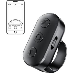 Phone Camera Ring Remote Control with Zoom in/Out, Rechargeable Shutter with Front/Rear Camera Switch for iPhone Android iPad, Hands Free Remote Ring for Photo & Video Recording Content Creator (Black)
