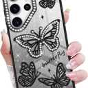 Newseego for Samsung Galaxy S25 Ultra 5G Case, Luxury Bling 3D Butterfly Gradient Glitter Plating Case for Women Girls Soft TPU Bumper Shockproof Protective Cover for Samsung Galaxy S25 Ultra-Purple