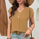 Women's Dressy Casual Shirt Sleeveless V-Neck Button Down Work Tops Business Casual Summer Tops (XL)