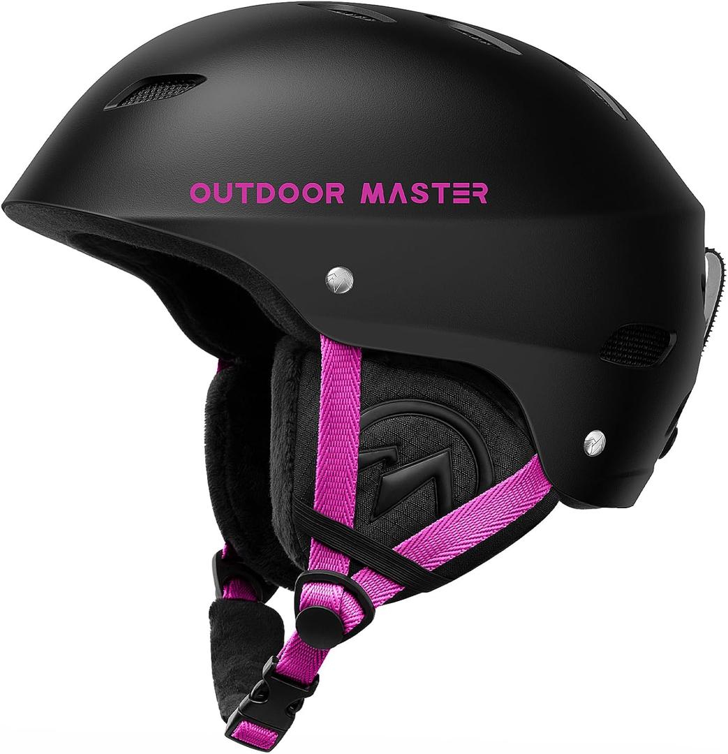 OutdoorMaster Kelvin Ski Helmet - Snowboard Helmet for Men, Women & Youth (Medium, Black+pink)