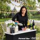 GoBar Portable Bar Table for Events - Black, 3 Skirts, or LED - Pop Up Mobile Bartending Station with Travel Carrying Case, 39"W x 36"H x 15"D