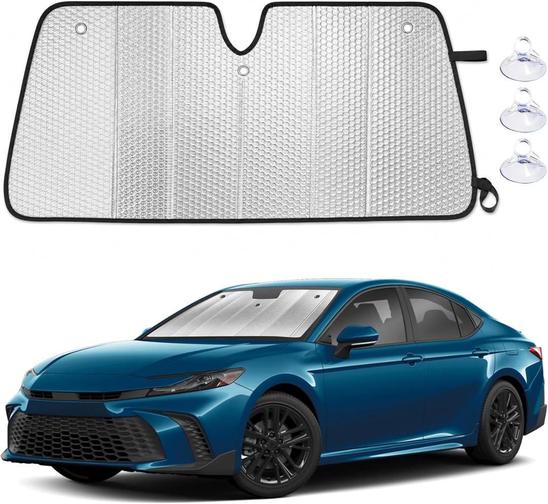 EcoNour Foldable Sun Shade Fit for Toyota Camry 2025-2024 2025 2026 | Accordion Windshield Sun Shade, Front Car Window Shades Sun Visor, Blocks UV Rays & Heat, Car Accessories