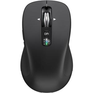 Wireless Bluetooth Mouse (USB + BT1 + BT2), Full Size, 4-Way Scrolling, Multi-Device Silent Mouse for Computer, Laptop, iPad, MacBook (Black)