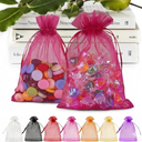 ANZNKU 100 Pack Assorted Colors Organza Bags, 5x7 Inch Mesh Bags Drawstring for Jewelry Candy Goodie, Small Mesh Gift Bag for Party Wedding Favors & Easter Gifts