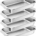 4 Pcs Stainless Steel Cake Pan with Handle 9 x 13 Inch Baking Bakeware Rectangle Breads Baking Pan for Dishwasher for Vegetables Fish Cakes Casseroles