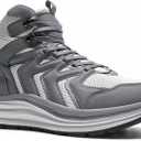 Men's Orthopedic Mid Trekking Hiking Boots: Comfortable Plantar Fasciitis Ankle Support Work Walking Running Shoes, Orthotic Cushion Sport Gym Cross Training Trail Sneakers for Foot Heel Pain Relief (Gray)