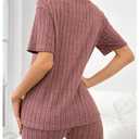 SOLY HUX Women's Pajama Bottom Ribbed Knit Casual Skinny Lounge Shorts Sleepwear Dusty Pink X-Large