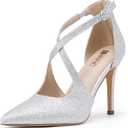 IDIFU IN4 Women's Pumps Closed Toe Stiletto Heels Strappy Wedding Bridal Office Homecoming Work Prom Dress Shoes Bride Comfortable Dressy Formal Pointed Toe Zip (8.5)