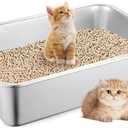 Cat Litter Box Stainless Steel, Metal Small Litter Box for Kittens Rabbits and Kitty 15.7"11.8"4", Non-Stick, Odor Free, Easy Cleaning