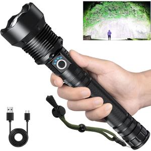 Rechargeable Flashlights 99,000 Lumens, Super Bright LED Flashlight High Lumens with USB Cable, 5 Modes Waterproof Flashlight Powerful Flash Light for Home Camping Hiking