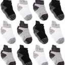 Zaples Baby Non Slip Grip Ankle Socks with Non Skid Soles for Infants Toddlers Kids Boys Girls (1-3T, Assorted - 12 Pairs)