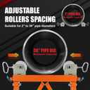 Pipe Stand with Rollers, 2500LB Capacity for 2-36 Inch Pipes, Locking Rollers, Welding & Fabrication