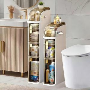 Slim Bathroom Storage Cabinet,Waterproof Narrow Bathroom Drawers,Suitable for Small Spaces,Ideal for Bathrooms (4-Tiers)