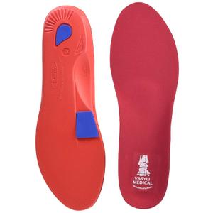 Vasyli Custom Full Length Insoles, Red, X-Large, Heel Grid Reduces Slippage, Firm Density, Biomechanical Control, Fast & Effective Pain Relief, Treats Pronation, Built-In Rearfoot Varus Angle