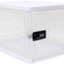 Large Lockable Clear Storage Box for Food, Tech and Home Safety, Medicine Lock Box for Safe Medication, Lockable Storage Bin, Refrigerator Storage Bins, Tablet Phone Jail (Clear)