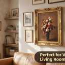 11x14 Picture Frame with Oil Painting, Antique Gold European Style for Wall Decor, Baroque-Style Home Decor Large Photo Frame with Real Glass, Ready to Hang