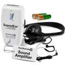 SuperEar Rechargeable Personal Sound Amplifier - 50dB Amplifier with Headphones, Earbuds and Tactile 3 Tone Frequency - Sound Amplifiers for Seniors, Adults and Elderly - Model SE9000HP (PSAP)