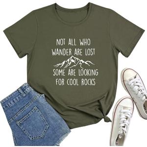 YITAN Women Cute Tees NOT All WHO Graphic Crewneck T-Shirts (Green, L)