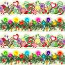60 Pieces 59 Feet Christmas Bulletin Board Borders Holiday Candy Lights Trim Border Pine Needles Classroom Bulletin Board Sticker Xmas Red Green Scalloped Border for Winter Christmas School Decoration