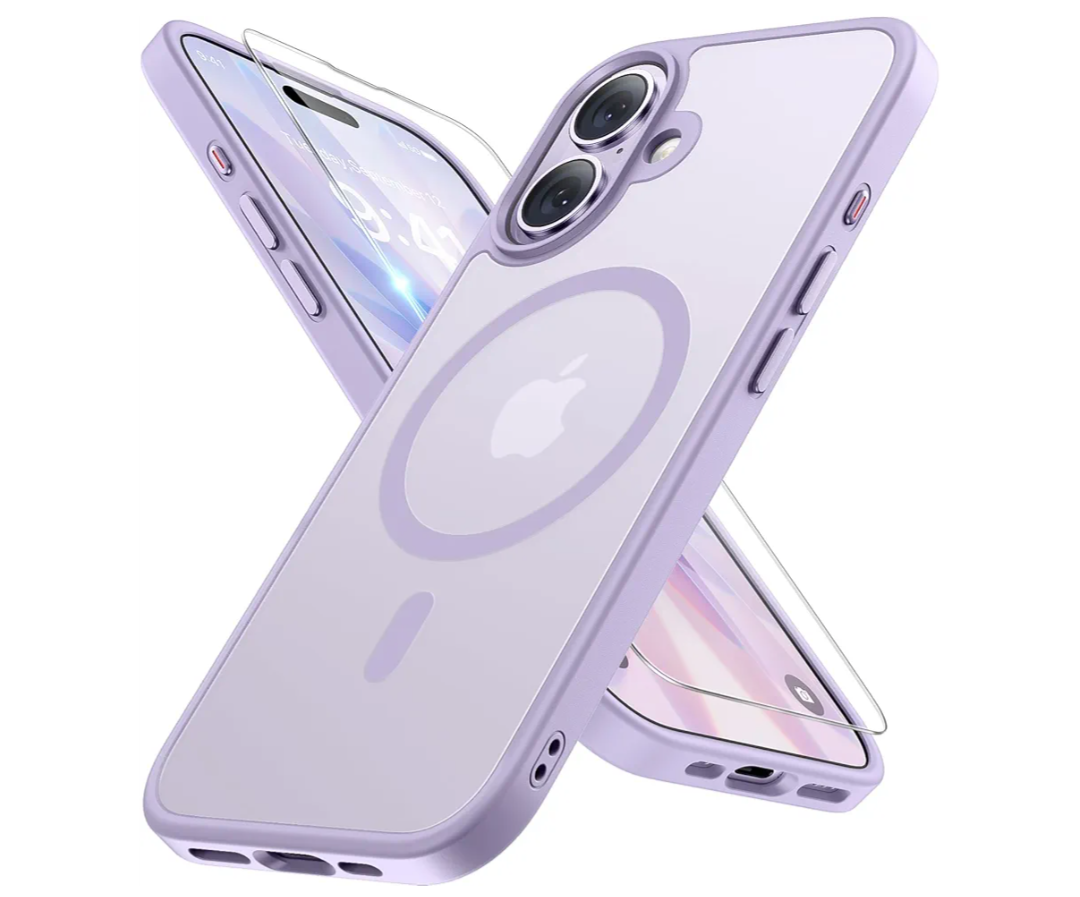 Miracase Magnetic for Phone 17 Case (Compatible with MagSafe) with Screen Protector Military-Grade Protection, Anti-Fingerprint Translucent Matte Phone Cover for Phone 17 6.3 inch, Light Purple