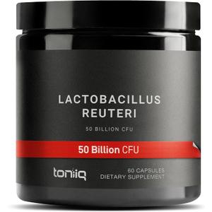 Toniiq 50 Billion CFU Lactobacillus Reuteri Probiotic 50mg per Serving - L Reuteri Probiotics - Highest CFU Count Lactobacillus Reuteri Probiotic - 60 Vegetarian Capsules - 60 Servings, Expiry: 02/27